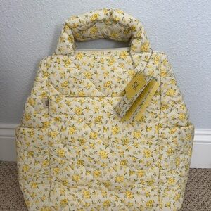 BEIS Yellow Floral Quilted Baby Bag